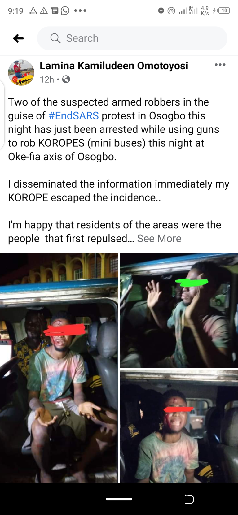 Lamina Kamiludeen Omotoyosi THE PROTESTER WAS NOT A ROBBER – Retract your claim!