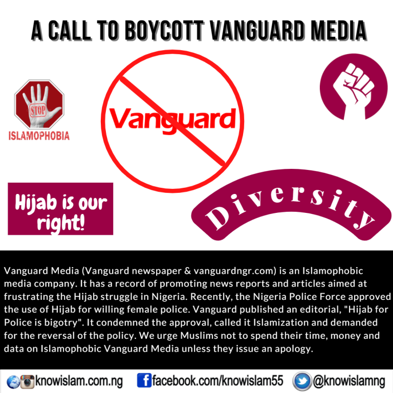 Re: Hijab for Police is bigotry:  our response to Vanguard and a call for boycott (The KnowIslam Project)